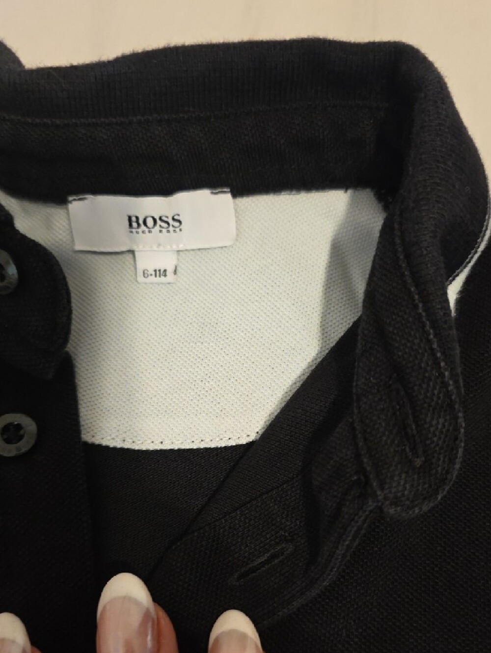 Boss Black Polo with White Trim - Picture 3 of 6